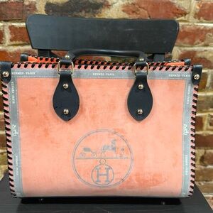 Upcycled Hermès Orange and Black Tote Bag